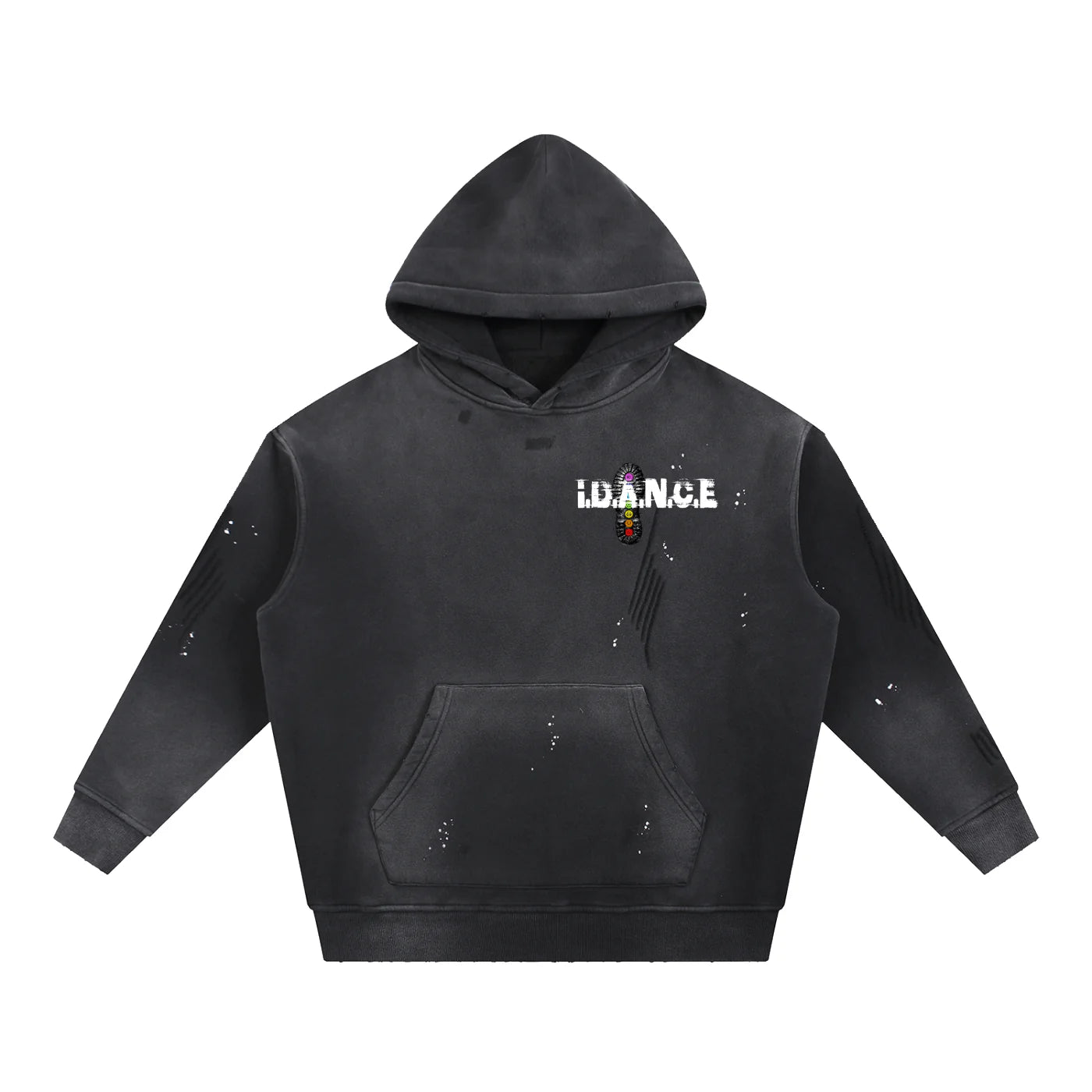 iDANCE Vintage Washed frayed fleece hoodie (Pre order)