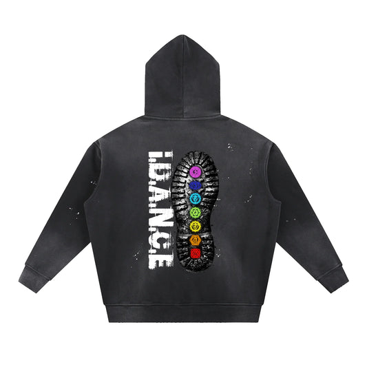 iDANCE Vintage Washed frayed fleece hoodie (Pre order)