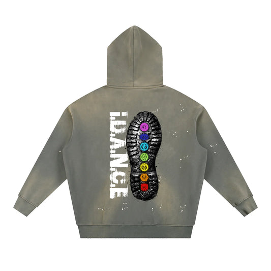 iDANCE Vintage Washed frayed fleece hoodie (Pre order)