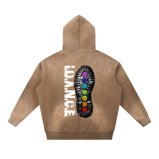 iDANCE Vintage Washed frayed fleece hoodie (Pre order)